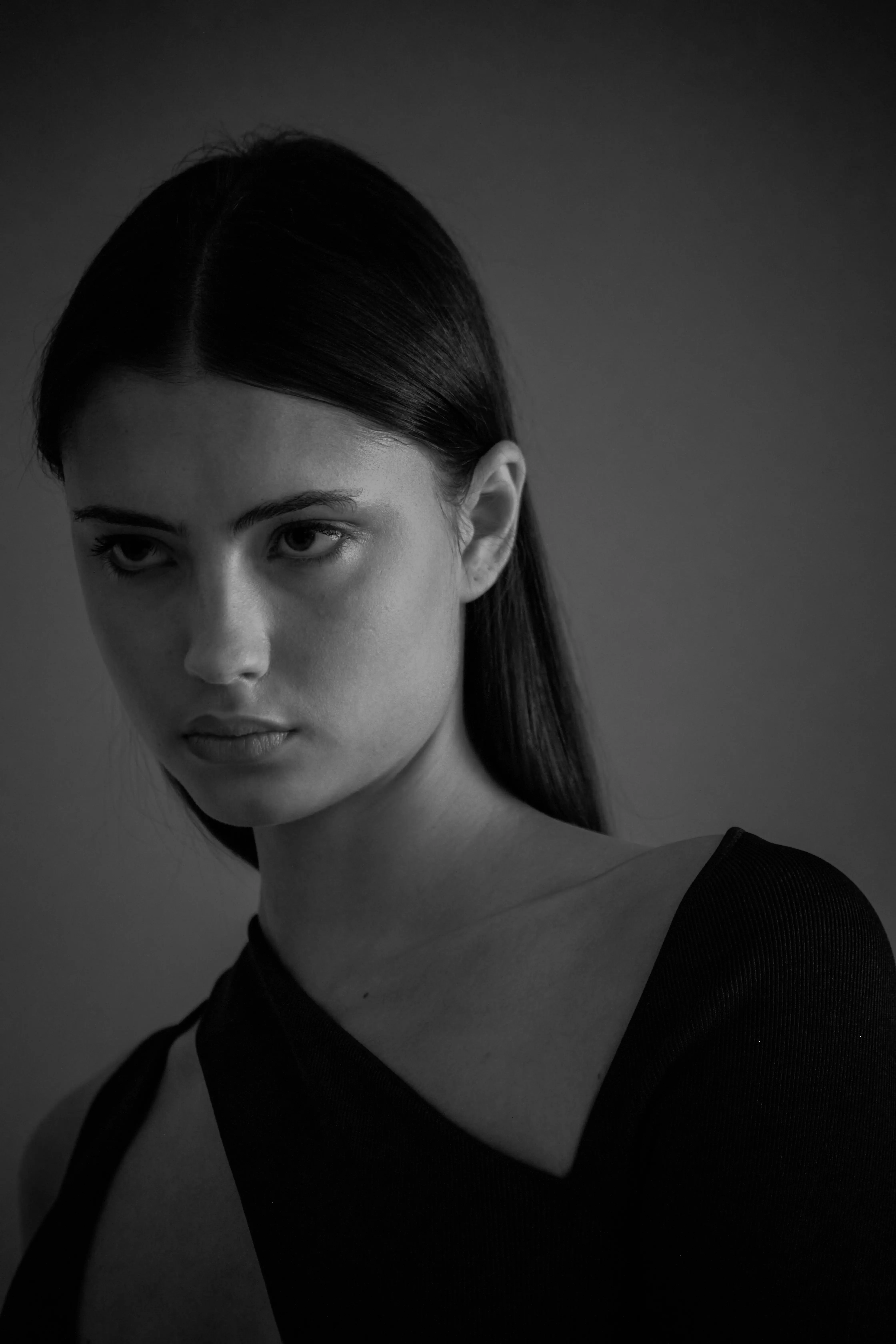 A black and white portrait from a The Leos shoot