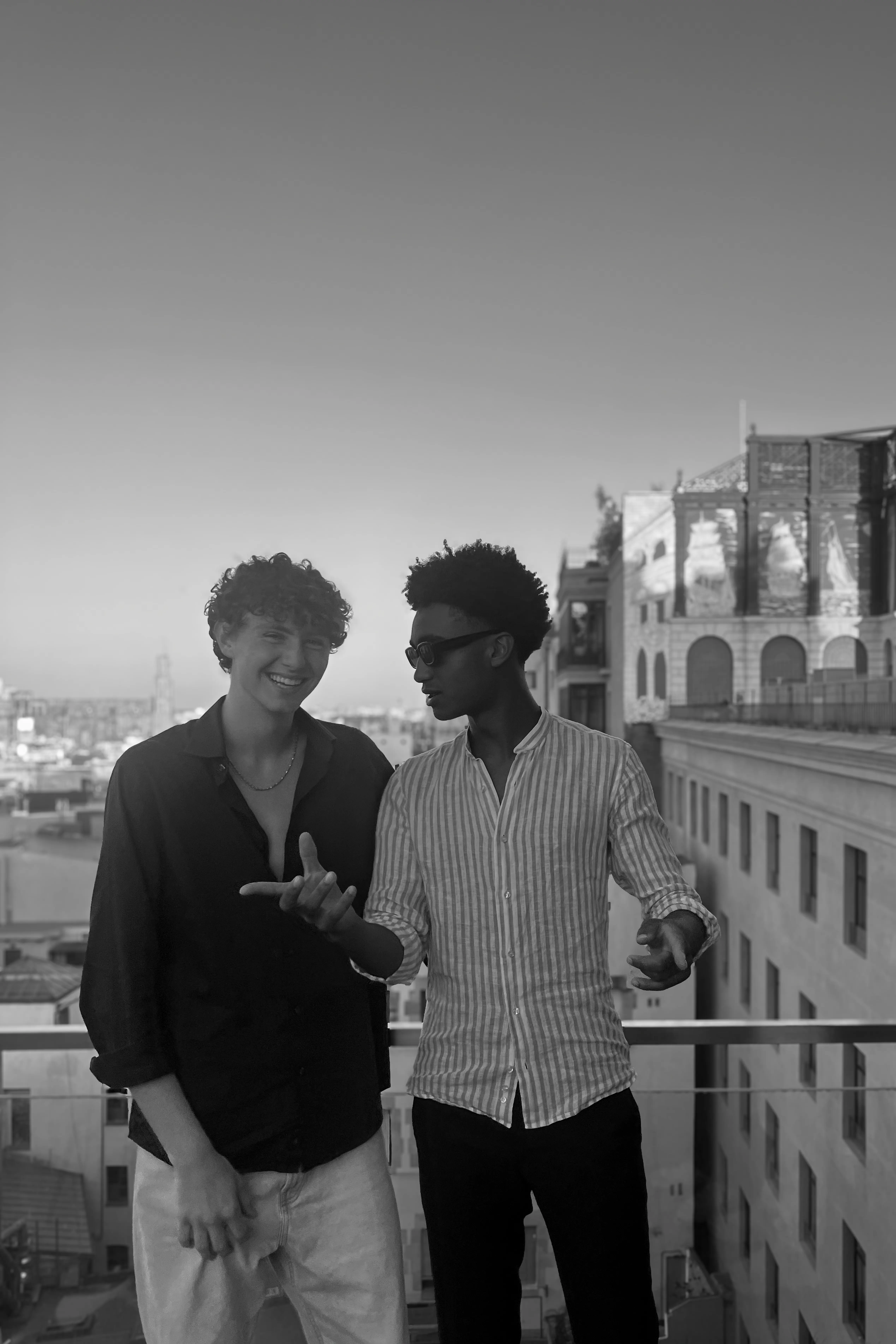Leonardo Sarzi Braga and Leonardo Invernizzi on a rooftop